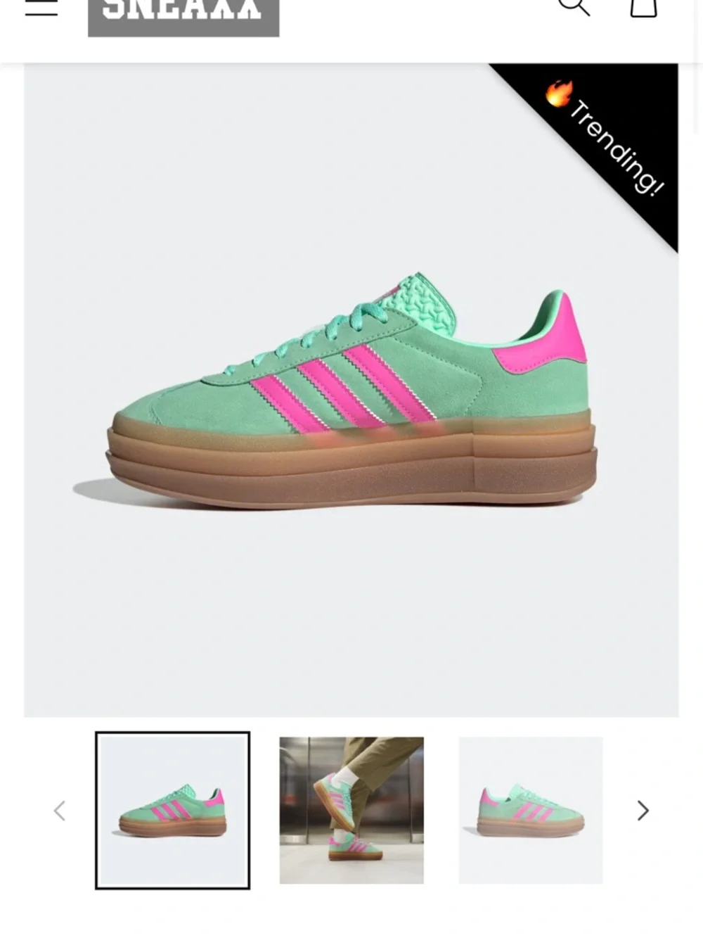 adidas Gazelle Women's Mint Green & Hot Pink Suede Sneakers - Picture 5 of 7
